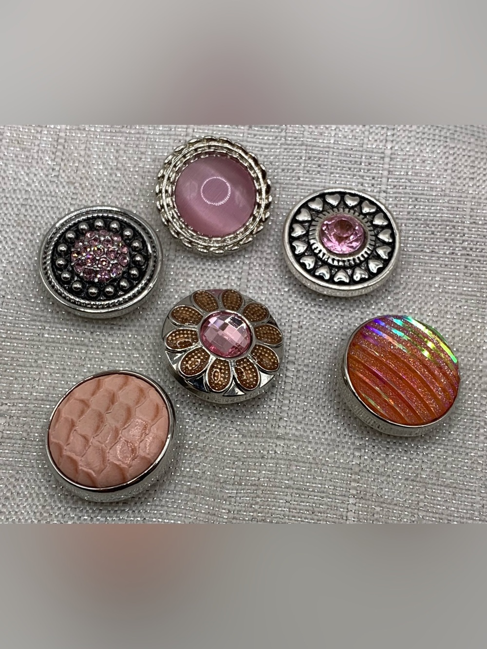 SALE - PINK BUNDLE - SET of 6 - Snap Button Charms - 18mm/20mm